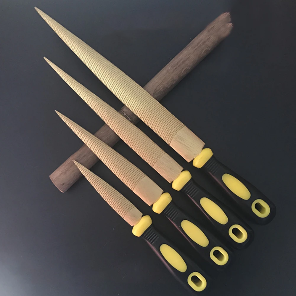 Shina Woodworking Golden Tapered Wood Rasp File With Rubber Handle Fine Teeth Carving Shina Woodworking Golden Tapered Wood Rasp File With Rubber Handle Fine Teeth Carving