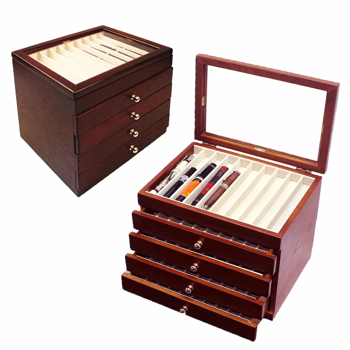 1pcs Wooden 5 Layer Large capacity Wooden Box Fountain Pen Display