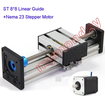 

ST 8*8 Effective Travel Length Stroke 400mm 8MM T-screw Linear Guide Moving Motion Slide Rail+57 Nema 23 Stepper Motor CNC