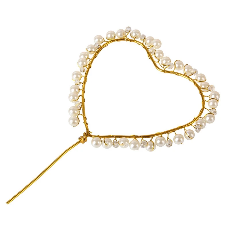 

Cake Handmade Love Pearl Crystal Cake Inserts Creative Valentine'S Day Sweet Table Decoration Scene Decoration
