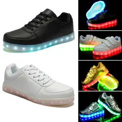 Детская светящаяся обувь, Ocaler мальчики девочки Перезаряжаемые светодиодный свет зашнуровать светящиеся кроссовки прохладный сверкающие