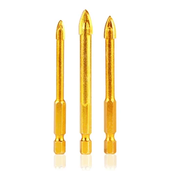 

6/8/10/12mm Titanium Tungsten Carbide Tile Glass Cross Spear Head Drill Bits For Masonry Drilling Durable