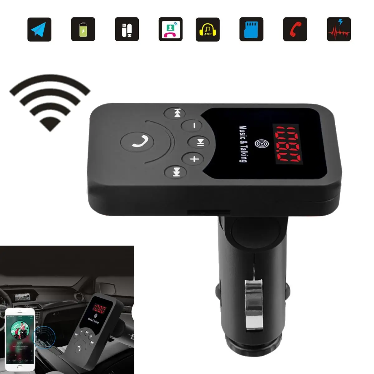 

USB Car Charger Wireless bluetooth Radio Car Kit MP3 Music Player USB Charger TF Power Charging for Samsung Mobile Phones