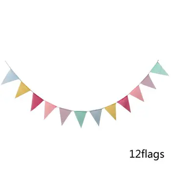 

12 Flags Colorful linen Flags Banner Pennant Wedding Decoration Wedding Baby Birthday Decor