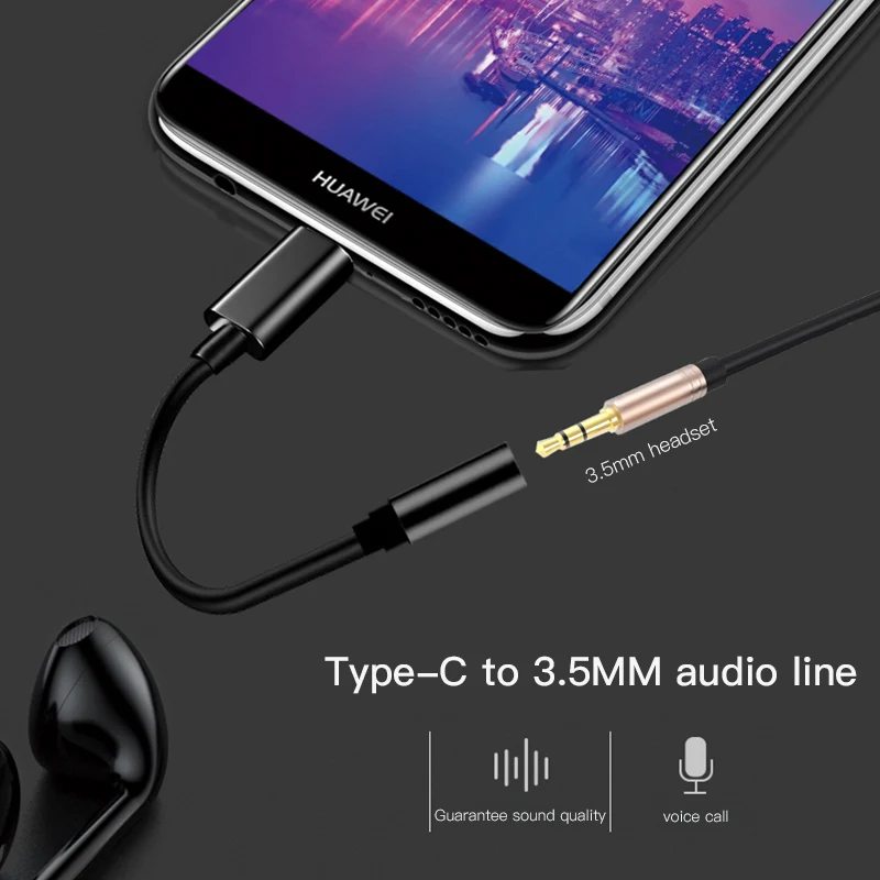 Адаптер для наушников Type C To 3 5 мм USB разъем AUX аудио кабель Xiaomi Huawei P20 Mate 10 Pro
