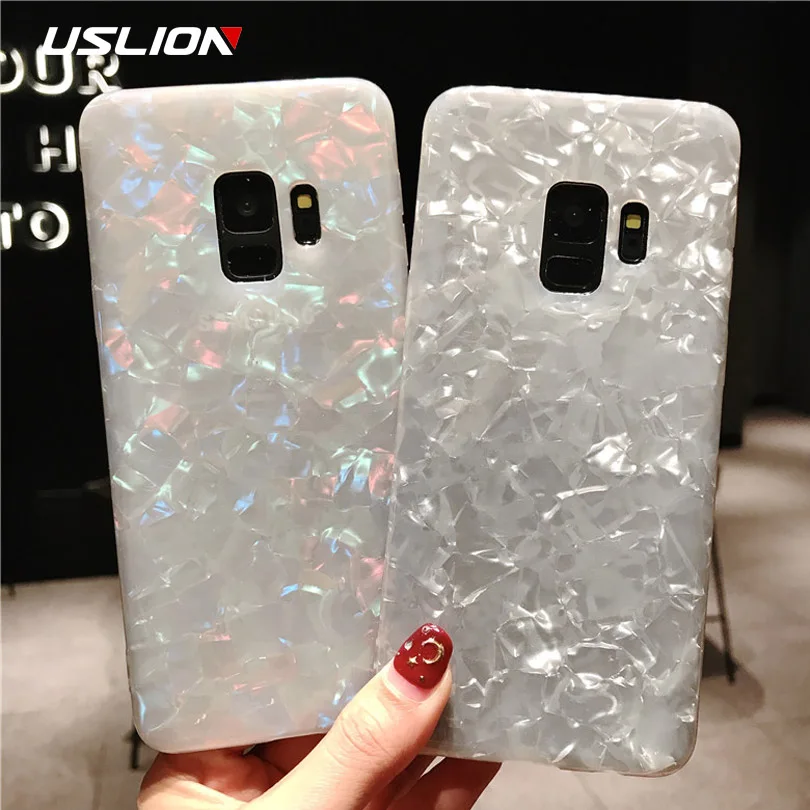 

USLION Phone Case For Samsung Galaxy S8 S9 S8 Plus Glitter Shining Dream Shell Pattern Cases IMD Silicon TPU Soft Cover Coque