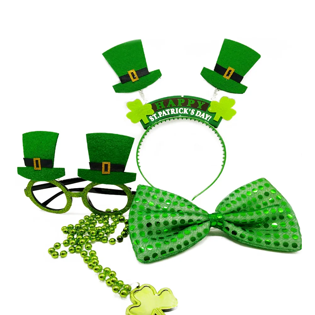 Набор очков Shamrock 4 шт. бант повязка на голову для вечеринки в честь Святого