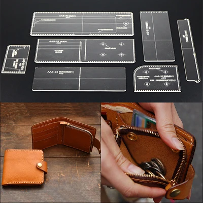 

DIY Leather Craft Acrylic Wallet Coin Purse Pattern Template Model Tool Kit