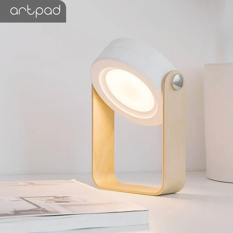  Artpad Portable 2W Hang Lamp Wireless Table Lamp Night Light Fold Adjustable Dimmable Wood Table Ni - 32957368502