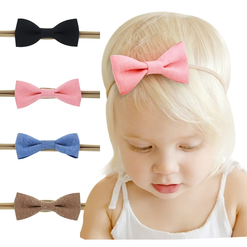 

4pc Girls Baby Headbands Newborn Infant Toddler Headwear Solid Bow Flower Hair Band Accessories Headwears Cute Princess 2019 New