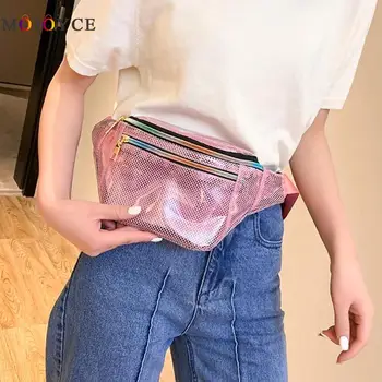 

Solid Color Clear PVC Waist Bag Women Pockets Chest Belt Bag Chic Fashion Transparent Fanny Pack