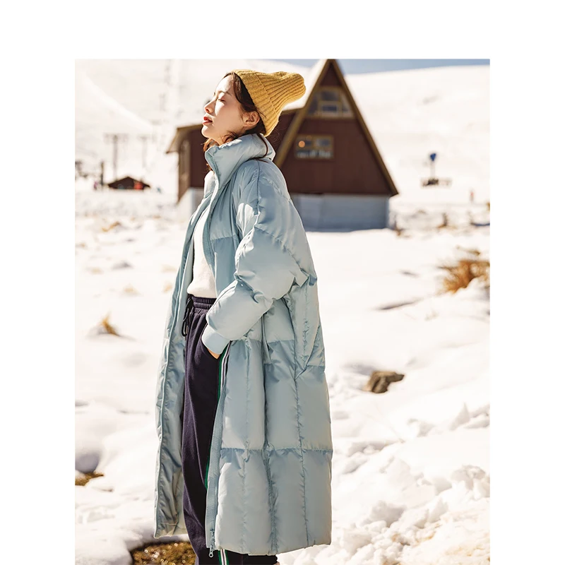INMAN,, женская одежда, зимняя, стоячий воротник, сохраняет тепло, защита от ветра, корейский стиль, свободный стиль, для девушек, длинный пуховик, верхняя одежда, пальто