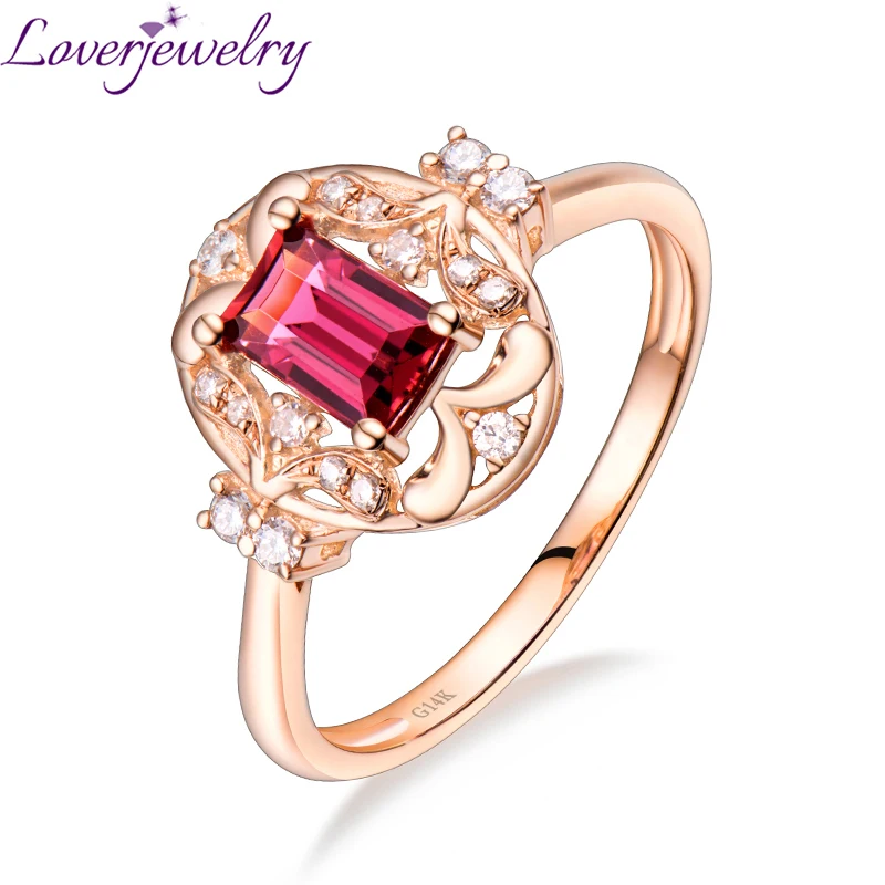 Женское кольцо с турмалином loverювелирное изделие розовое 14Kt из розового золота