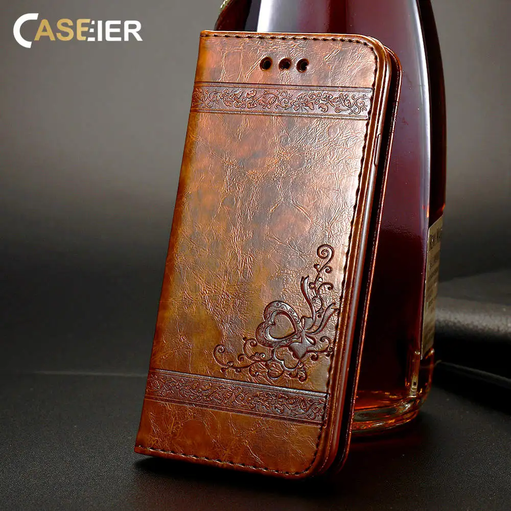 

CASEIER Vintage Leather Case For iPhone X XS Full Protection With Card Slot Stand Case For iPhone 6S 6 Plus 6 7 8 Back Cover Bag