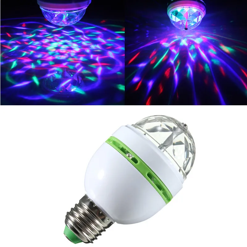 Buy Mini LED RGB Stage Light Bulb E27 3W Auto Rotating