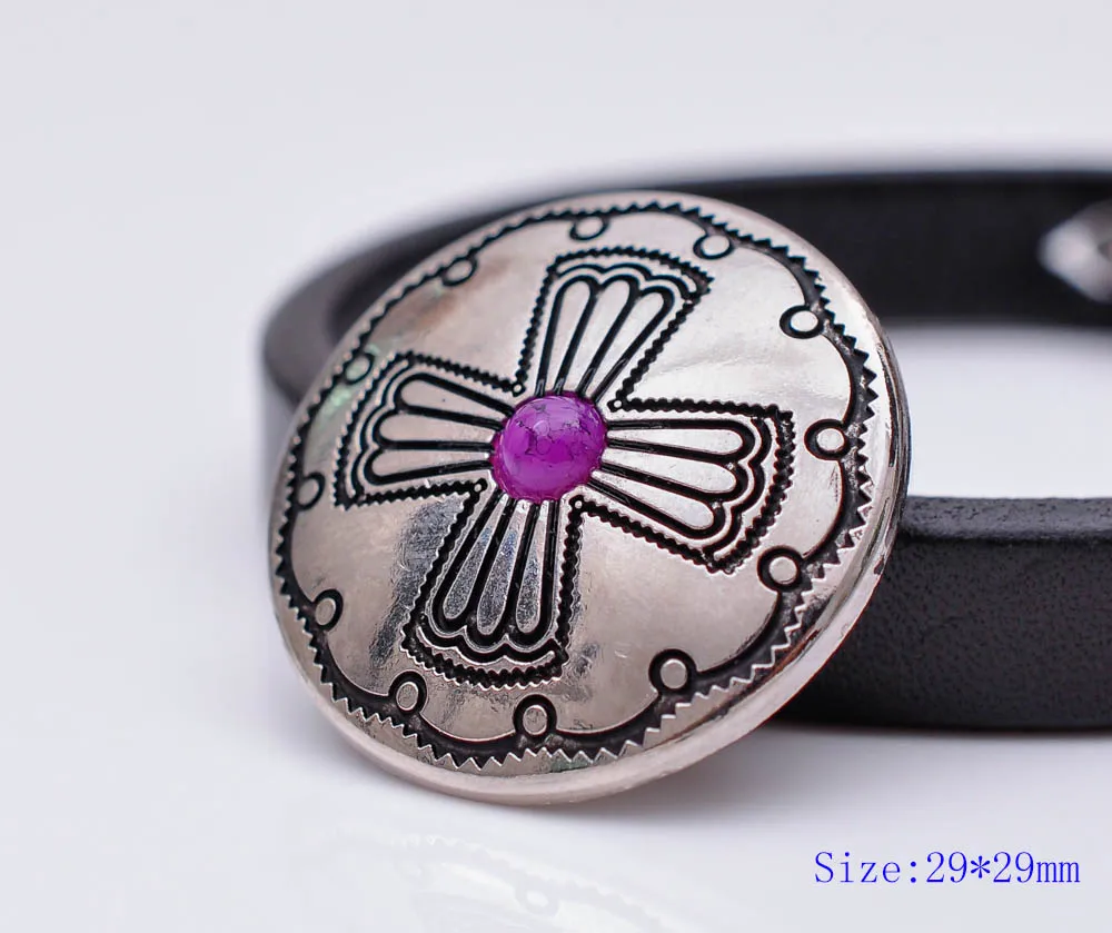 10pc 29MM Silver PURPLE Bead Windwill Cross Engraved DIY Craft Saddle Conchoes Screw Back | Украшения и аксессуары
