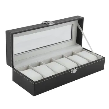 

6 Grids PU Leather Watch Winder Boxes Storage Watch Case Classical Gift Jewelry Display Holder Casket