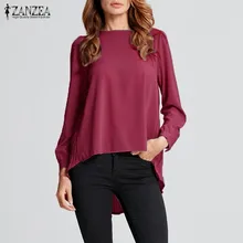 #Special Offers Plus Size Chiffon Blouse Women's Asymmetrical Tops 2019 ZANZEA Stylish OL Pleated Work Blusas Female Hollow Long Sleeve Shirts #Special Offers Plus Size Chiffon Blouse Women's Asymmetrical Tops 2019 ZANZEA Stylish OL Pleated Work Blusas Female Hollow Long Sleeve Shirts