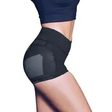 Сплайсинга тонкие шорты для йоги визуальное уменьшение бедер сплайсинга для женщин компрессионная Йога подходят плотно Высокая талия эластичные короткие женские облегающие