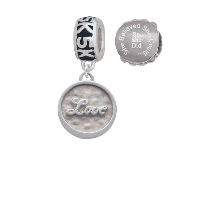 Silvertone Love Round Seal 5 K Run она считала что может очаровать бусины (набор из 2)| |