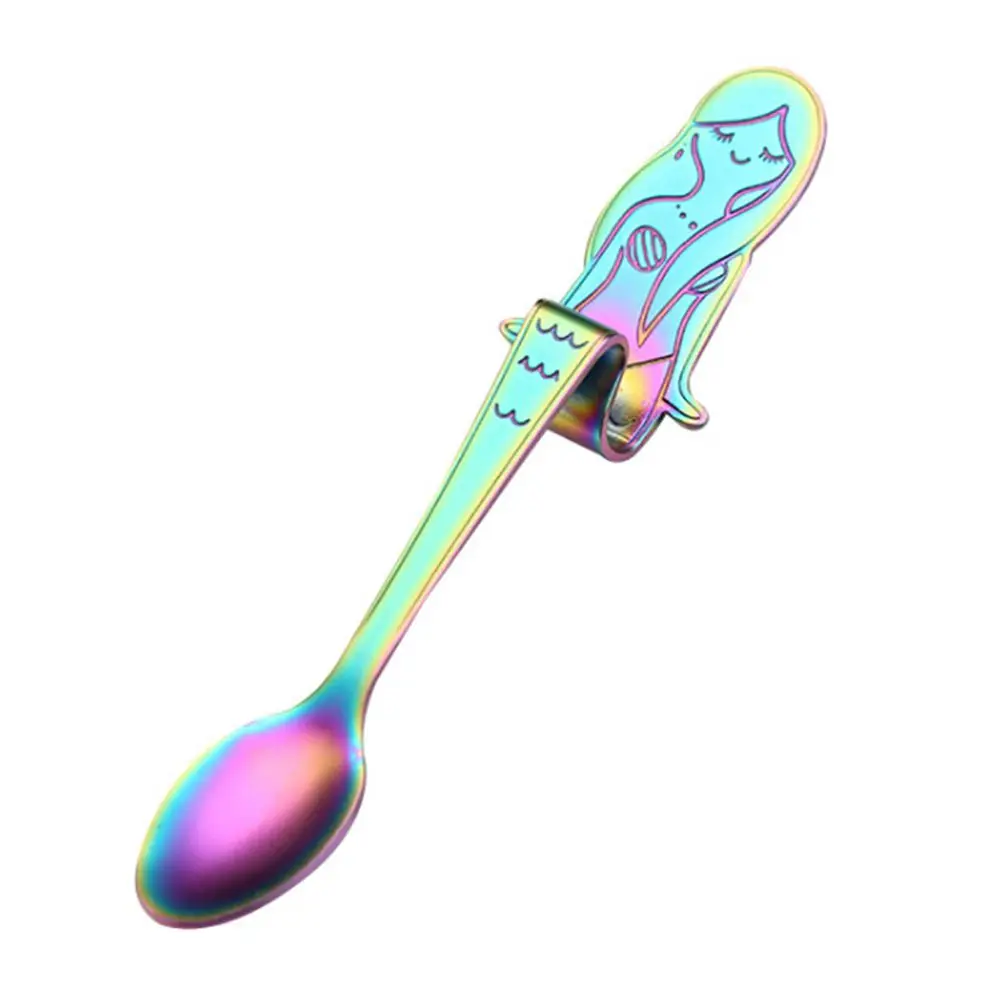 

Mermaid Teaspoons Stainless steel Creative Coffee Spoon for Cafe wedding Hanging Spoon Multicolor