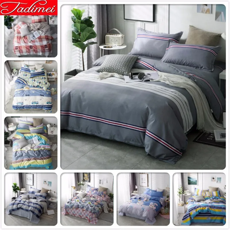 

Grey Stripe Duvet Cover Bedding Set Adult Couple Soft Cotton Bed Linen Double Queen King Size Bedspreads 180x220 200x230 220x240