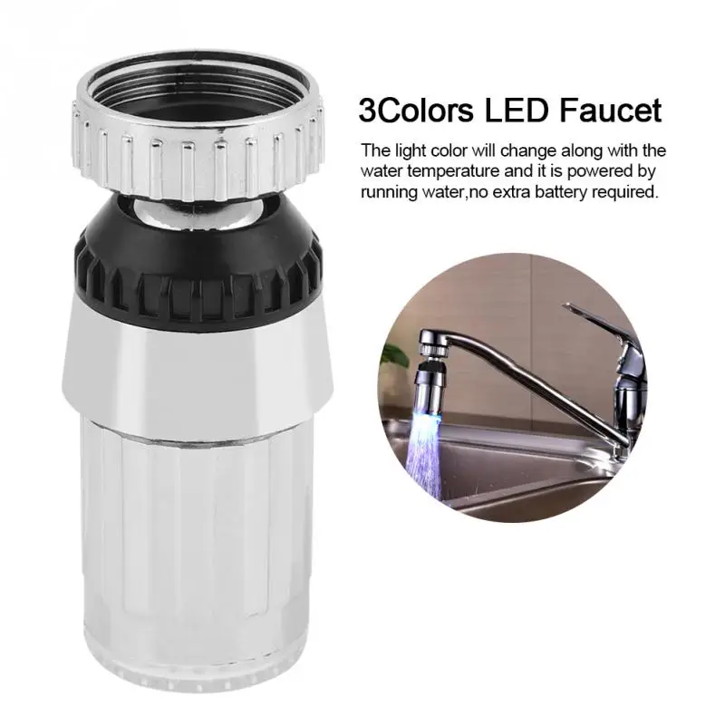 

360 Degree Rorating Faucet Sprayer 3 Colors LED Light Changing Swivel Spray Head Sprayer Faucet Tap Kitchen Sink Accessories