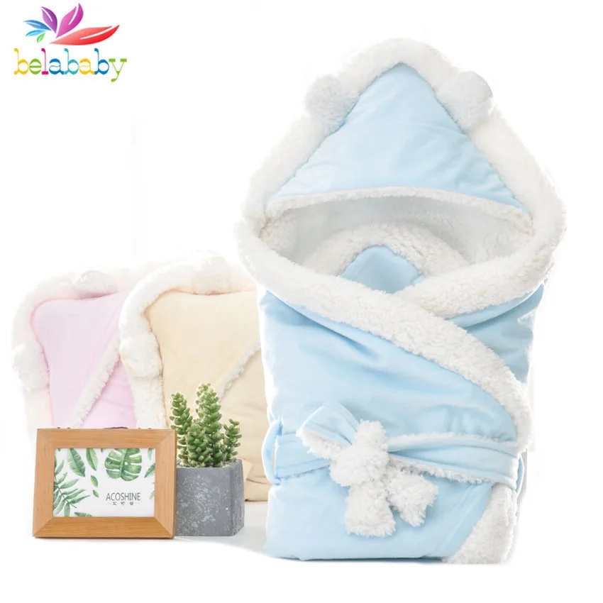 Macio para Recém-nascidos com Capuz Bolsa de Dormir do Bebê Inverno Envelope Sólido Quente Engrossar Meninos Meninas 2020