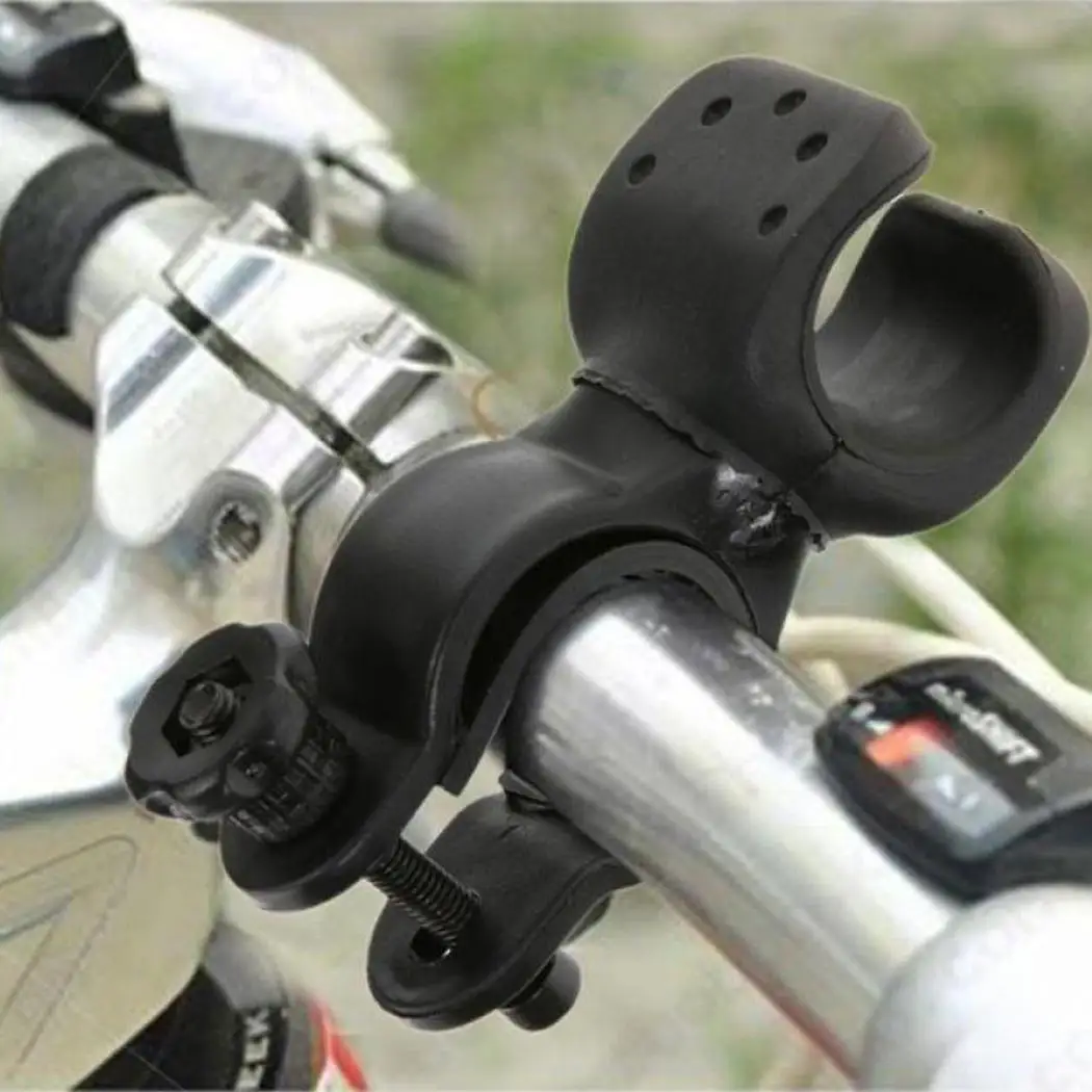 360 Rotation Cycling Bike Flashlight Bracket Mount Holder Lamp Clamp Black Clip