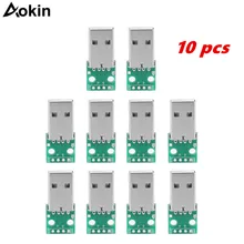 10 pièces USB à DIP conseil USB type A prise mâle à DIP adaptateur carte 4 broches 2.54mm pas adaptateur pour bricolage USB alimentation platine de prototypage(China)