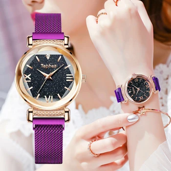 

Luxury Brand Women Watches Fashion Starry Sky Ladies Quartz Clock Flower Magnet Buckle Waterproof Female Wristwatch Dropshipping