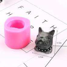 Moule Bulldog en silicone pour fabrication de bougies d'aromathérapie, matériel de bricolage, en gypse, fait à la main, pour savon en plâtre