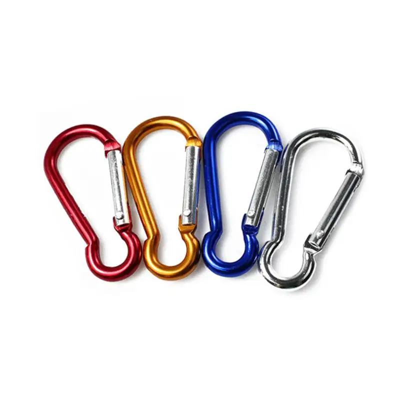 4Pcs 6cm Aluminum Clip Hook Colorful Carabiner Camp Key Chain Hiking