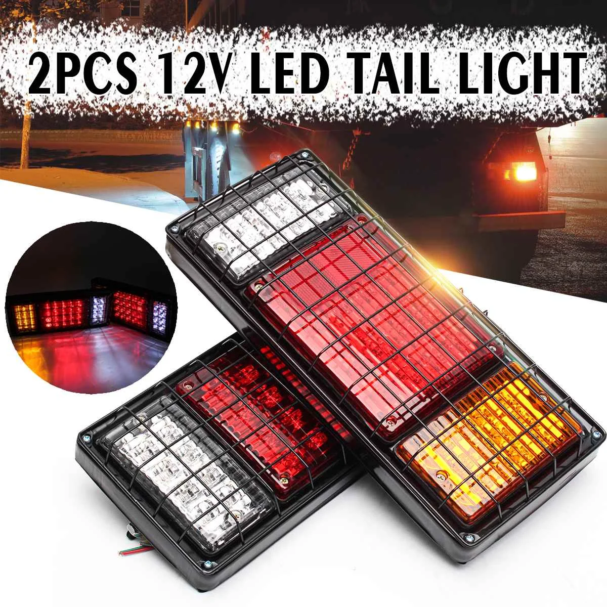 

2Pcs 12V 40 LED Car Tail Light Auto Vehicle Rear Side Indicator Trailer Lights Waterproof Rear Caravan Truck Brake Lamp