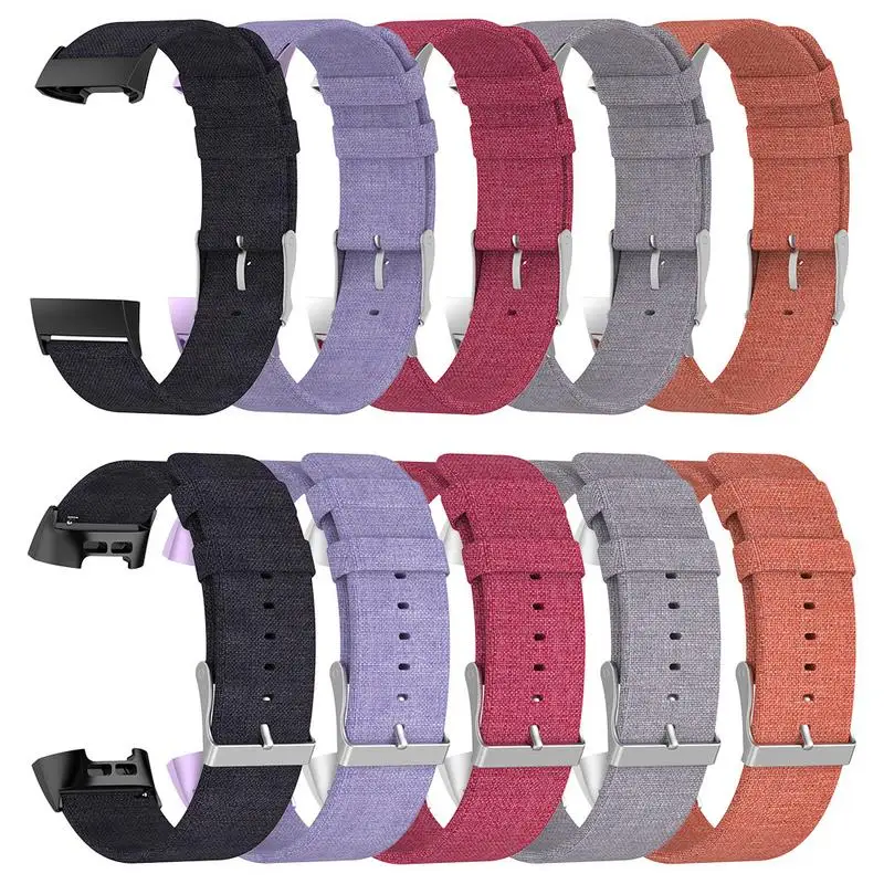 العلامة التجارية ل Fitbit تهمة 3 استبدال ساعة قماش الفرقة سوار شريط للرسغ 5 ألوان أداة خارجية