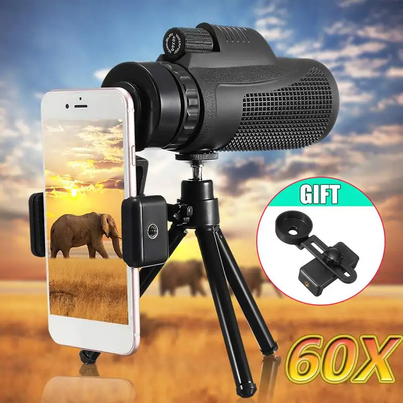 40X60 HD التكبير أحادي تلسكوب السفر في الهواء الطلق المشي عدسة كاميرا مقربة + حامل هاتف + ترايبود ل ل فون XS ماكس X XR 40X60 HD التكبير أحادي تلسكوب السفر في الهواء الطلق المشي عدسة كاميرا مقربة + حامل هاتف + ترايبود ل ل فون XS ماكس X XR