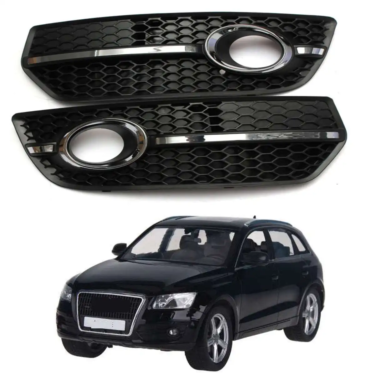 

For VW for Audi Q5 2009 2010 2011 Pair Chrome Fog Light Cover S LINE Style Grille Grill Lamp Hoods