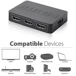 BEESCLOVER HDMI Splitter 3 Порты и разъёмы концентратор Box автоматический переключатель 3 в 1 из Switcher 1080 p HD с дистанционным Управление для PS3 HDTV проектор
