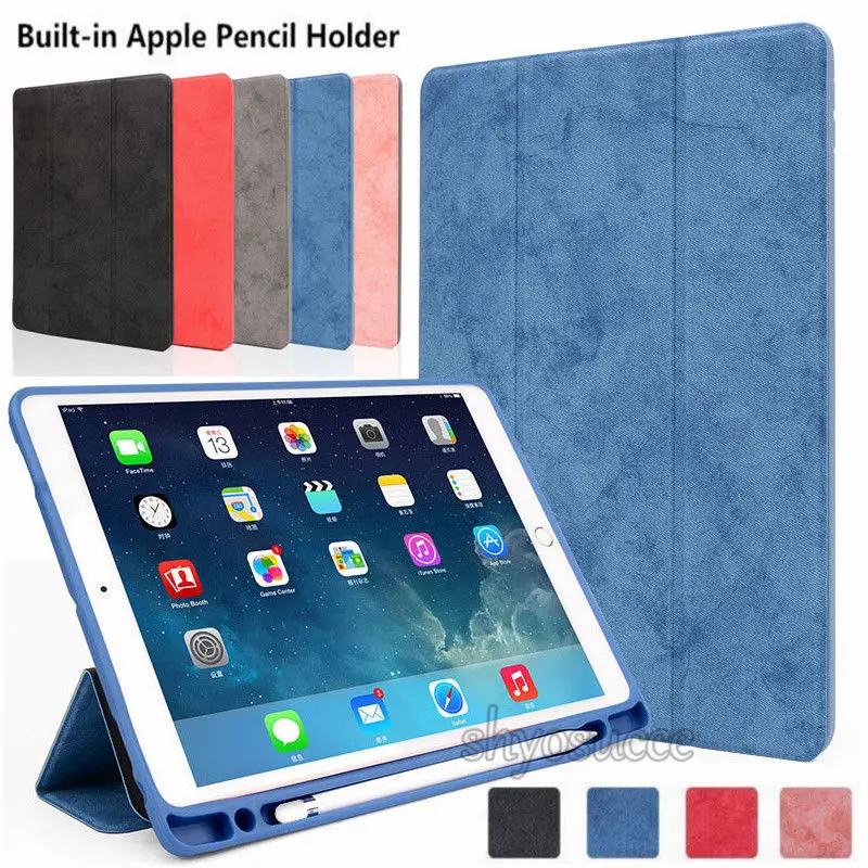 

Leather Stand Cover For iPad 5/iPad 6 With Pencil Holder Tablet Fundas Pen Slot Stand Cases for iPad Air 1 2 A1566 A1567