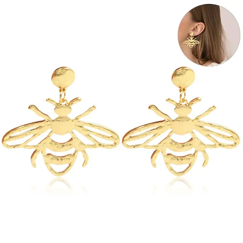 

Party Earring Jewelry Cute Tiny Bee Earring Jewelry Hollow Gold Honey Bee Earrings Stud Unique Earrings Jewelry For Women