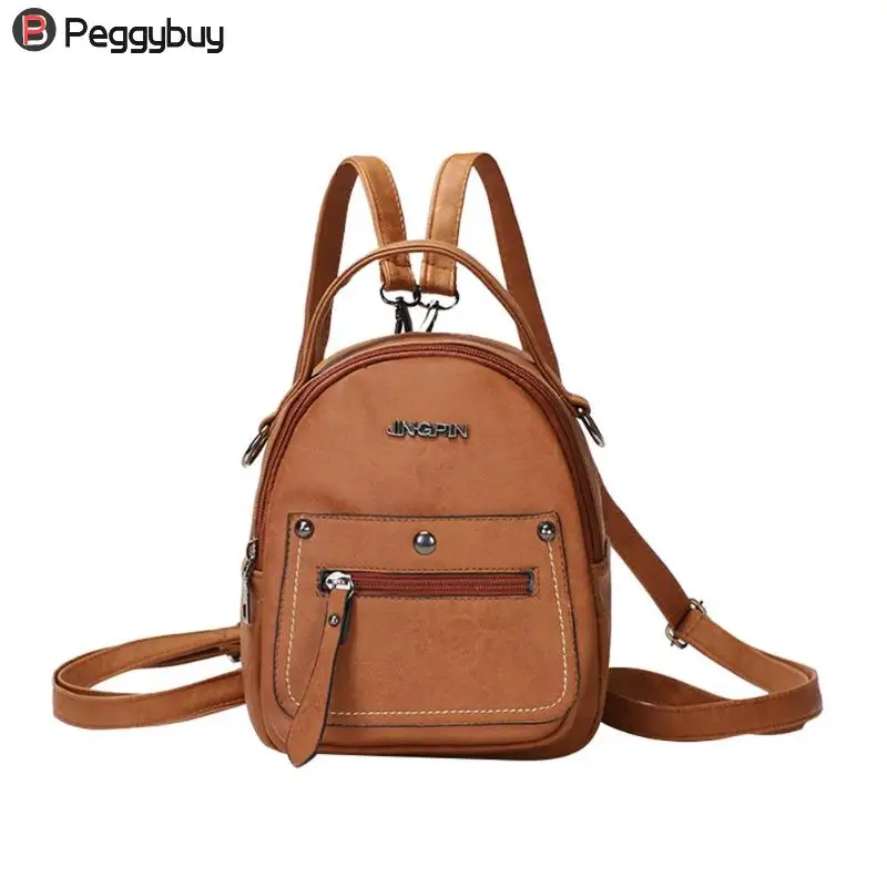 

Fashion Mini PU Leather Backpacks Female Solid Color Book bag Gift Schoolbag Women Backpack