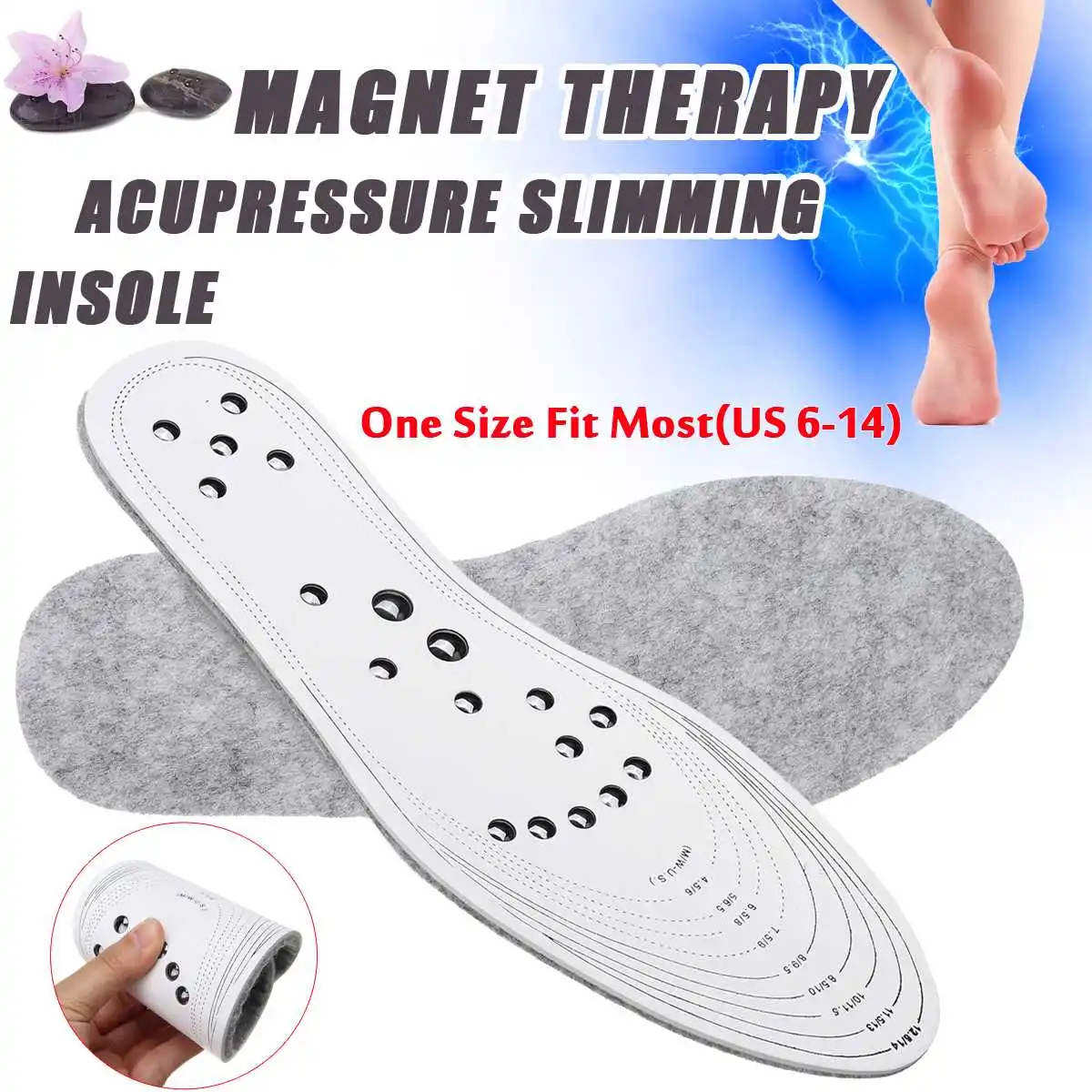 1 Pair Unisex Acupressure Slimming Insole Memory Cotton Foot