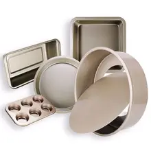 Новинка-антипригарная форма для выпечки, набор из 5 штук, углеродистая сталь, включая пружинную форму, сковородки для кексов, квадратная форма для выпечки, лоток для пиццы, буханка, сковорода