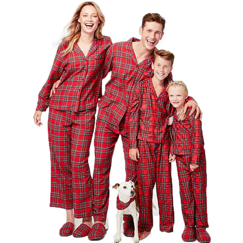 Комплект одинаковых рождественских пижам для всей семьи, одежда для сна на Рождество для папы, мамы и ребенка длинные штаны на пуговицах г., одежда для сна для всей семьи