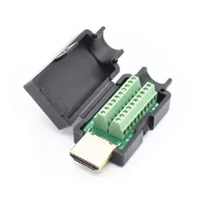 HDMI Мужской 19P штекер Breakout терминалы Solderless разъем с черной крышкой