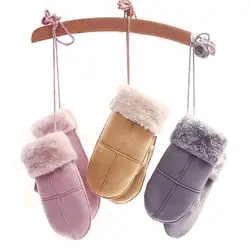 Лидер продаж женские перчатки зимние утолщенные теплые замшевые кожаные перчатки полный палец варежки элегантные женские лыжные перчатки