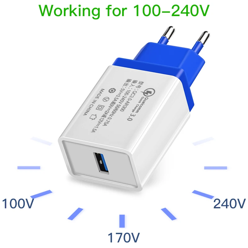 18 Вт Быстрая зарядка 3 0 для мобильных телефонов EU US вилка настенное USB зарядное