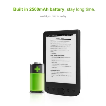 

6 Inch e-Book Reader E-Ink Screen Glare-free with USB Cable PU Cover Built-in Light 8GB Memory Storage E-reader Support TF Card
