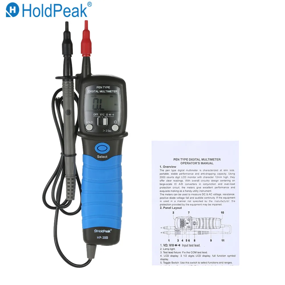 

Pen Type LCD Multimeter Digital Voltmeter Handheld Volt Meter Backlight DC AC Voltage Meter Resistance Diode Continuity Tester