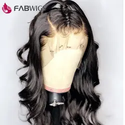 Fabwigs перуанский объемная волна Glueless парик с ребенком волос предварительно сорвал полный шнурок человеческих волос парики Реми для черный